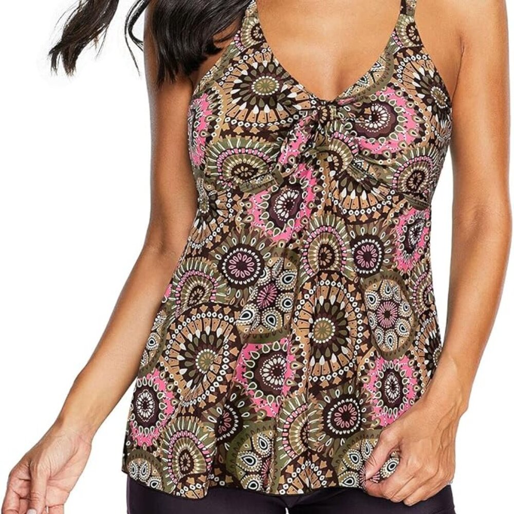 Sz M Tummy Control Tankini Swimsuit 2 Piece with Short X003KTH23H